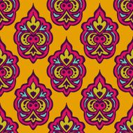 Damask vector festive yellow abstract seamless pattern