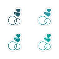 assembly realistic sticker design on paper hearts rings