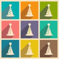 Flat with shadow concept and mobile application cap celebratory