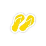 icon sticker realistic design on paper slippers