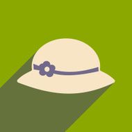 Flat with shadow icon and mobile applacation lady&#039;s hat