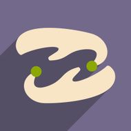 Flat with shadow icon and mobile application ancient shoes