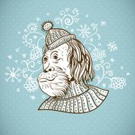 Cute Hipster Monkey in Vintage Style Vector Illustration N2