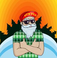 Vector Color New Year Santa Illustration