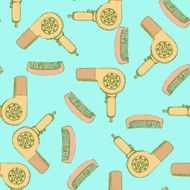 Sketch hairdryer and comb in vintage style N2