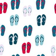 Beach Seamless Background with Flip Flops Vector Illustration N5