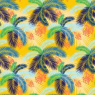 Vector illustration Seamless color palm leaves and fruit pattern N3