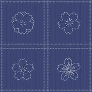 Endless texture Japanese Embroidery Ornament with blooming sakura flowers