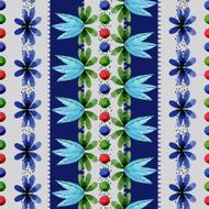 Seamless pattern with watercolor flowers and leaves