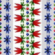 Seamless pattern with watercolor flowers and leaves N2
