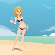 Girl in the beachillustration