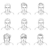 Vector Set of Sketch Male Faces N2