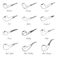 Vector Set of Skettch Tobacco Pipes N2
