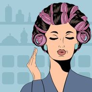Woman with curlers in their hair N11