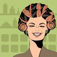 Woman with curlers in their hair N12