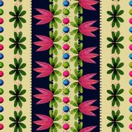 Seamless pattern with watercolor flowers and leaves N3