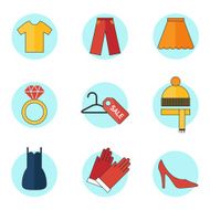 Fashion and clothes icons set line style