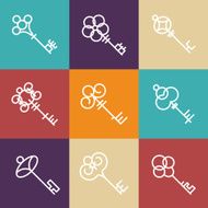 Vector key icons in line style