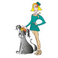 Young beauty woman with dog
