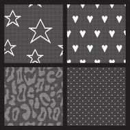 Set of lace vector fabric seamless patterns