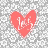 Postcard with turquoise heart on white floral pattern Wedding card N2