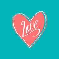 Wedding card with Love sign on turquoise background