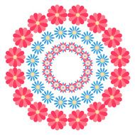 Summer floral round ornament on a white background
