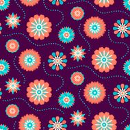 Seamless retro pattern of different colored summer flowers