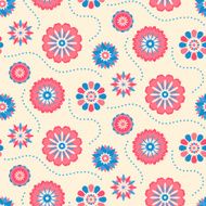 Seamless retro pattern of different colored summer flowers N2