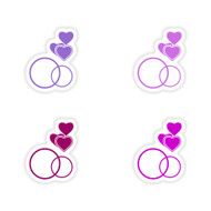 assembly realistic sticker design on paper hearts rings N2