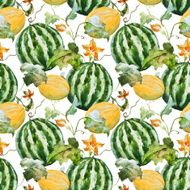 Watercolor watermelon melon pattern N2