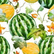 Watercolor watermelon melon pattern N4