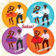 Salsa party or dance school poster with dancing cuban couple N2
