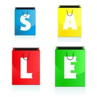 Four colorful glossy shopping bag