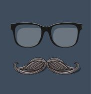 Vector hipster glasses and drawn mustache on gray background