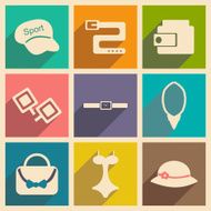 Flat with shadow concept and mobile application fashion accessories
