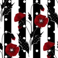 Seamless floral pattern with red poppies