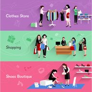 Woman Shopping Banner Set