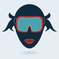 woman in a ski mask snowboard goggles diving mask