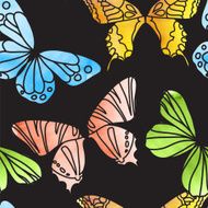 Vector Seamless Watercolor Butterfly Pattern