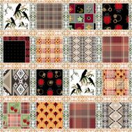 Patchwork seamless pattern parrots background