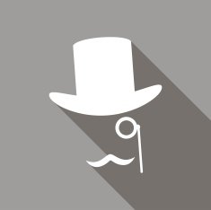 Bowler hat and moustache with a long shadow N2