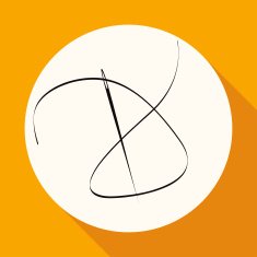 Icon Needle on white circle with a long shadow