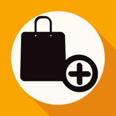 Shopping bags on white circle with a long shadow N2