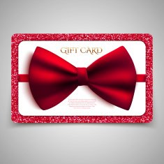 Gift card with red bow and glitter