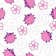 ladybugs and flowers pink seamless vector pattern