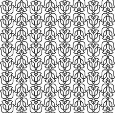 Beautiful Seamless Pattern of Contour Hipster Flowers N2