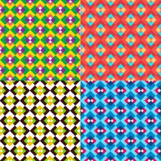 Multicolor set of geometric seamless patterns N2