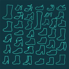 Vector Set of Fashion shoes outline icons