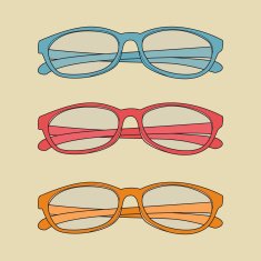 Hipster eyeglasses with retro color